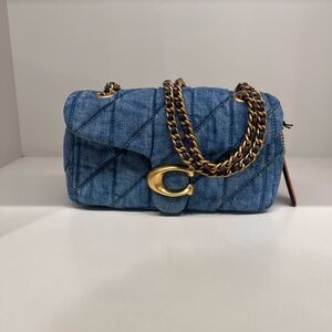 Coach Quilted Denim Bag with Gold Chain